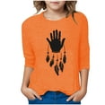 thumbnail image 6 of Nmnitkp Girls Long Sleeve Shirts Girls Sweatshirt Orange Festival Casual Originality Printed 3/4 Sleeve Round Neck Top Orange,4 Years, 6 of 6