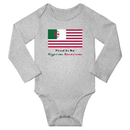 

Proud to be Algerian American Baby Long Slevve Jumpsuits (Gray 3-6 Months)