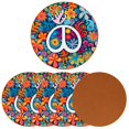 thumbnail image 2 of Peace 6PCS Round Microfiber Leather Coasters – Set of 6 Drink Coasters, 11x11 cm/4.3x4.3 in, Absorbent Coaster for Home and Kitchen, 2 of 6