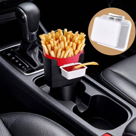 Universal Car Snack Holder French Fry Holder Set Idea for Adults French Fries and Ketchup Holder Multifunctional Cup Holder Insert for Easy to Snacks in Vehicles