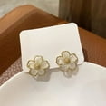 thumbnail image 4 of 1 Pair Ear Studs All Match Charming Durable Dress Up Symmetrical Niche Temperament Earrings for Dating,A, 4 of 7