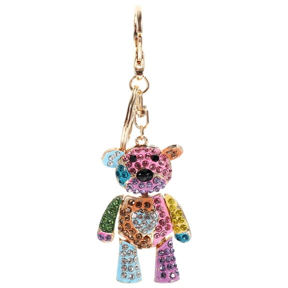GOOHOCHY Cute Keychain Bear Keychain Purse Pendant Compact Keychain Child 13.2X4.8CM Pink