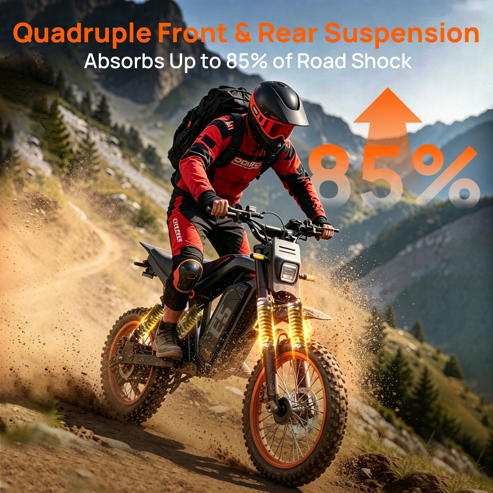 TieTie Electric Dirt Bike for Adults & Teens, 1500W Peak Motor, 32MPH 48V 20Ah Battery, Off-Road Fat Tire Electric Motorcycle, UL2849