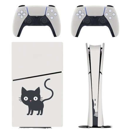 Black Cat Console Skin Bundle for PS5 Pro Slim Disc & Digital / PS4 - Full Wrap + Dual Controller Flair