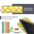 thumbnail image 5 of Pofeuu Yellow And White Polka Dot Print Leather Pencil Case, Leather Pencil Pouch Large Capacity, Big Pencil Pouch with Zipper Vintage Pen Bag Fountain Pen Holder, 5 of 7