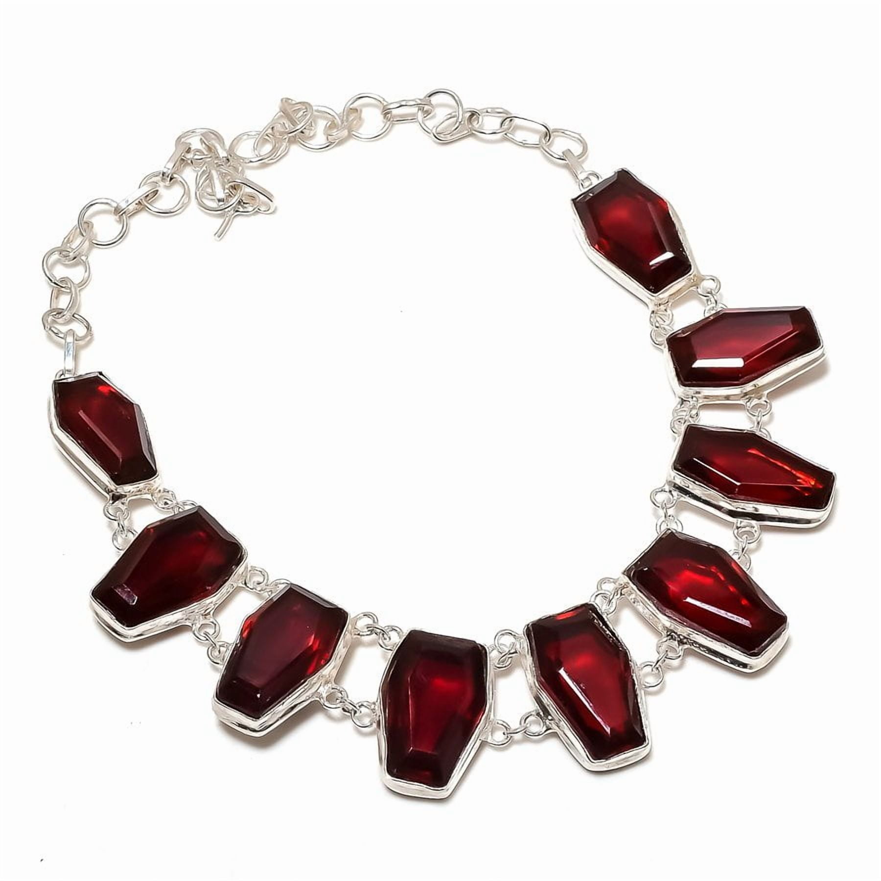 Natural Garnet Gemstone Handmade 925 Sterling Silver Jewelry Necklace 18"