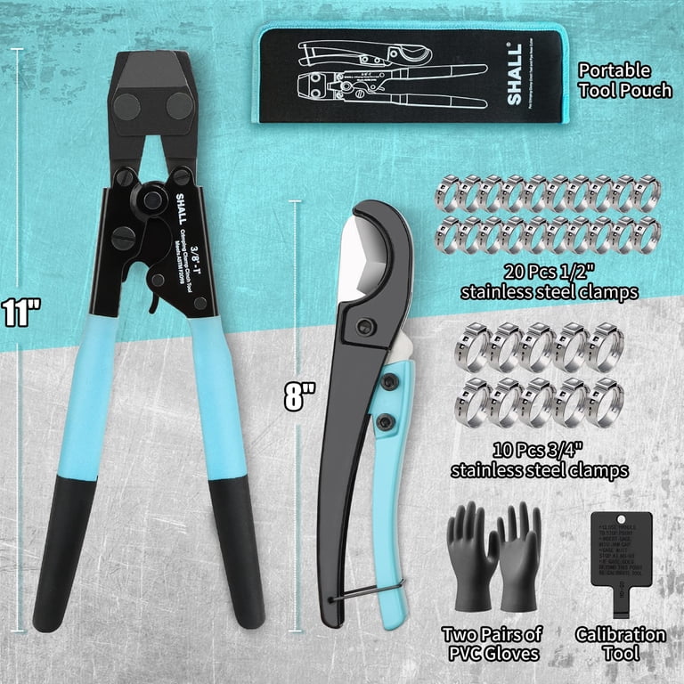 SHALL Pex Crimping Clamp Tool Kit with Hose Cutter & 30 Clamps photo 2