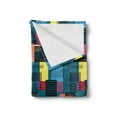 thumbnail image 2 of Retro Soft Flannel Fleece Throw Blanket, Hand Drawn Vintage Composition of Geometric Shapes Squares Rectangles and Stripes, Cozy Plush for Indoor and Outdoor Use, 70" x 90", Multicolor, by Ambesonne, 2 of 5