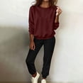 thumbnail image 2 of LangJing Womens 2 Piece Sets 2026 Sweatsuits Long Sleeve Cropped Tops High Waisted Sweatpants Matching Lounge Set Travel Tracksuit Wine,XL, 2 of 6