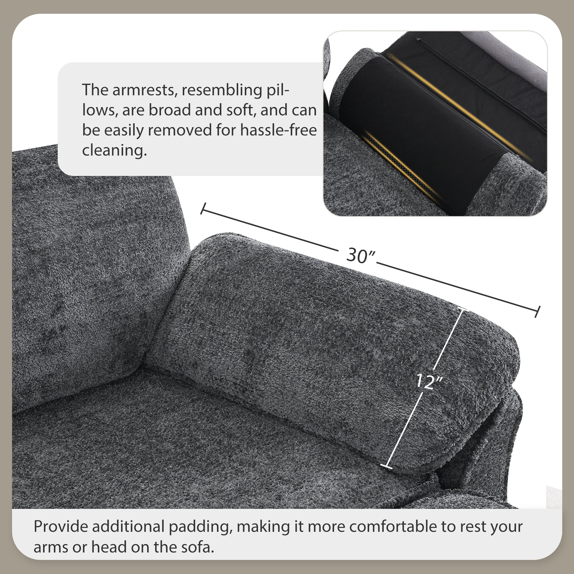 MAYEERTY Modular Convertible Sectional Sofa Bed - 4-Seat Upholstered Sleeper Corner Couch, Deep-Seat Loveseat with Ottoman for Living Room/Office, 2 Colors