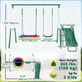thumbnail image 3 of Qaba Metal Swing Set with Slide, Heavy Duty Swing Set, Dark Green, 3 of 10