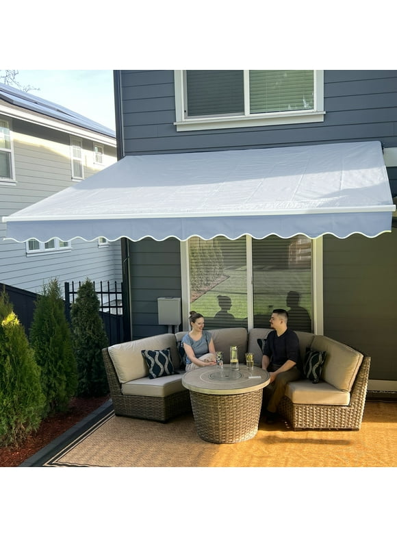 ALEKO Retractable Home Patio 10 x 8 feet Awning Silver Gray Canopy Sunshade