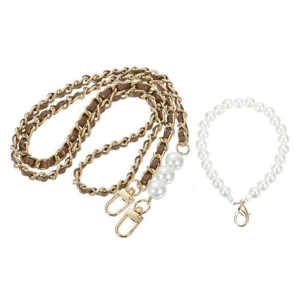 Purse Chain Strap, Replacement Strap with Phone Lanyard, 41 Inch, Gold & Brown