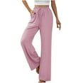 thumbnail image 2 of Ayolanni Pink Womens Pants Wide-Leg Drawstring High Rise Solid Pants Womens Pants Petite Capri M, 2 of 8