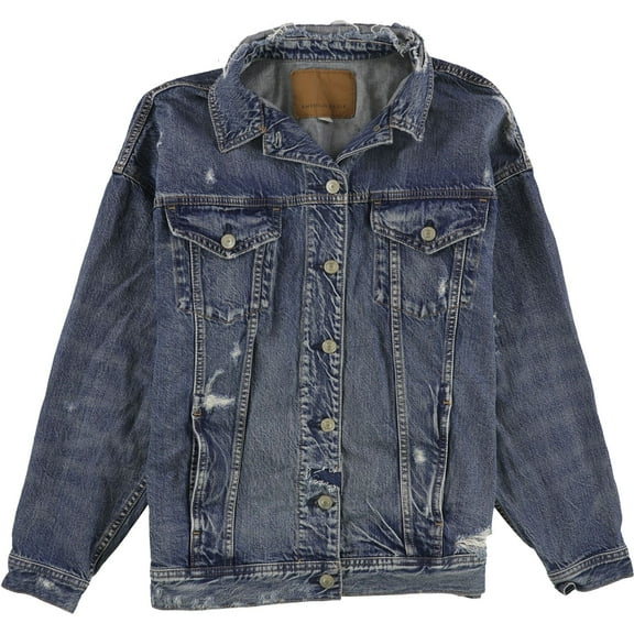 American Eagle Mens Distressed Jean Jacket, Blue, Small