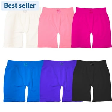 Basico 6PK Stretch Girls Dance, Bike Shorts for Toddler Girl (Medium Size 8-11)