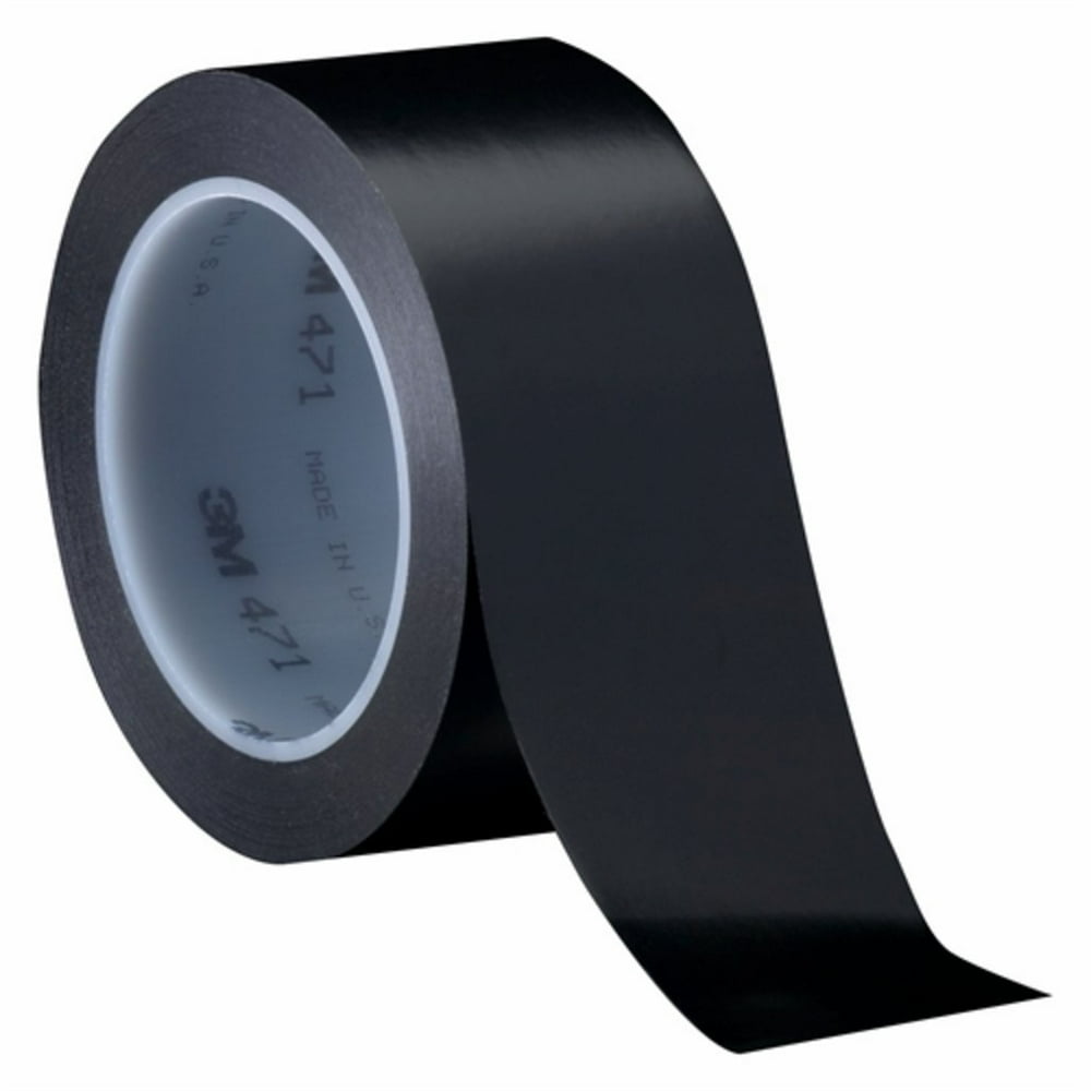 471Black1/2inx36yd Plastic Film Tape 1/2 in x 36 yd (Pack of 3