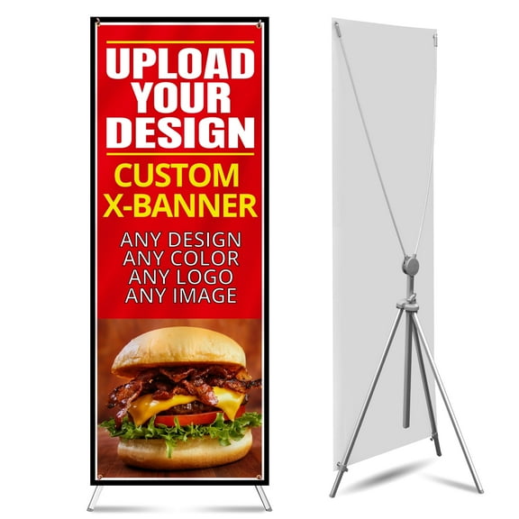 Anley Custom X Stand Banner - Personalized X Frame Banner for Trade Shows, Events and Promotional Displays - 30 x 72 In (Banner Only)