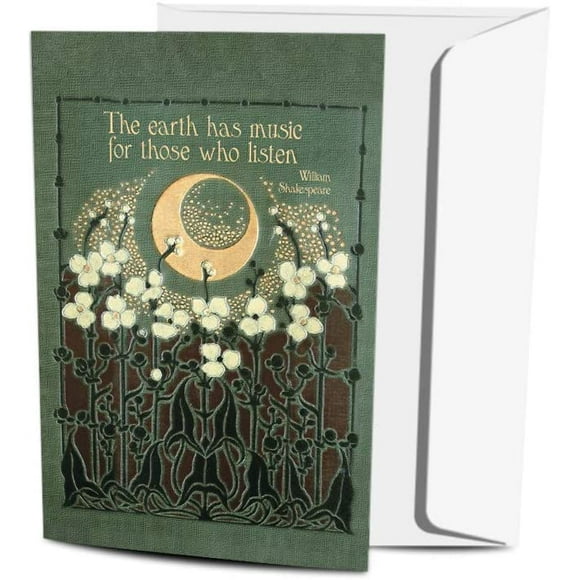 Tree-Free Greetings 12 Pack, Notecard Set with Envelopes, Eco-Friendly Made in the USA with 100% Recycled Paper in a Solar Powered Facility, Artful Design Cute Gift, Earth Music (FS64972)