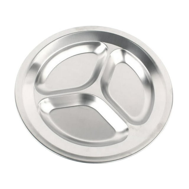 Plato de servicio de alimentos DYNWAVEMX Bandeja de comida seccionada de acero inoxidable 3 compartimentos