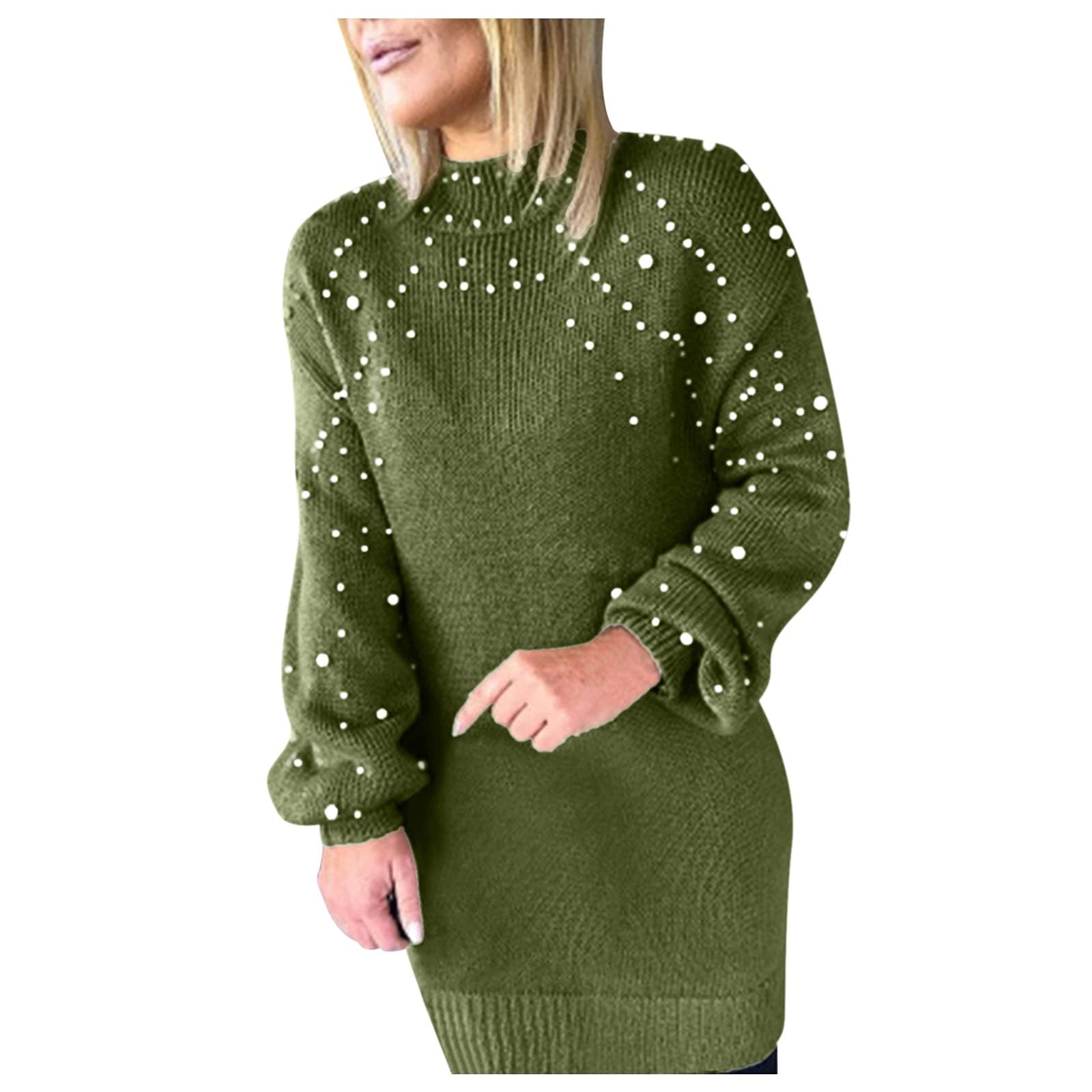 Sweater Dresses for Women Long-Sleeved O-Neck Dress Casual Top - Walmart.com