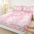 thumbnail image 3 of Homewish Monogrammed P Theme Full Size Sheets,Cartoon Stereoscopic Diamond Bed Sheets,Pink Sparking Print Sheet Sets For Girl Teens,Ultra Soft Bedroom Decor,4 Pieces, 3 of 7