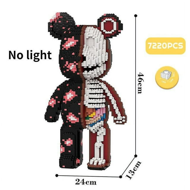 Giant Fluid Violence Bear Cartoon Love Violent Bear Bearbrick Colour Model Building Block Micro Diamond Bricks Kids Toy Gift Set