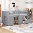 thumbnail image 3 of Triple Tree Kids Solid Wood Twin Size Loft Bed with Stairs, Storage Drawer and Shelves, Gray, 3 of 6