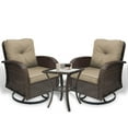thumbnail image 4 of SHGJ&SOFT 3 Piece Patio Furniture Set, 2 Outdoor Swivel Rocking Chairs with Side Table, Thick Cushions Wicker Glider Chairs, All-Weather Brown Rattan Bistro Set for Porch, Deck, Pool (Brown), 4 of 11