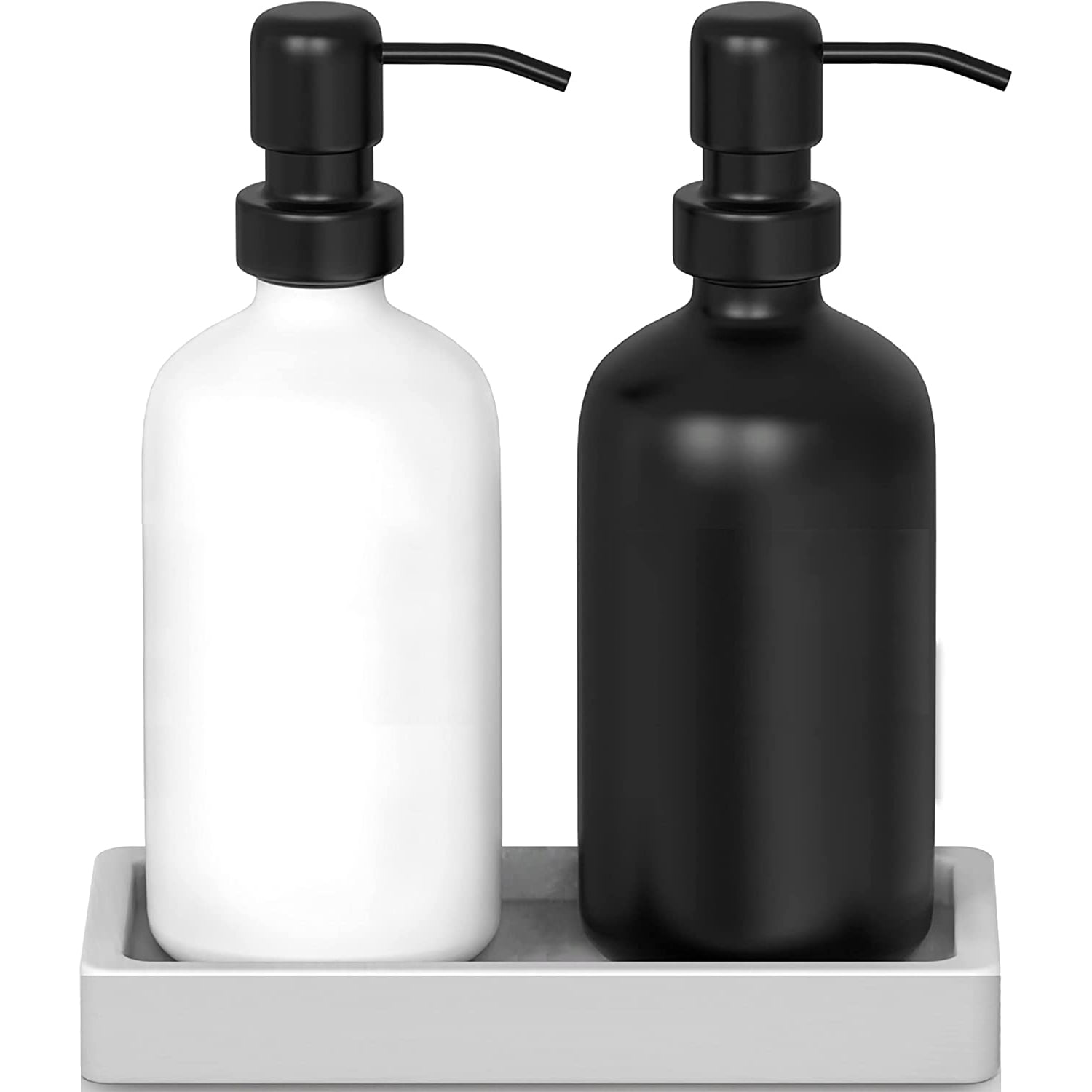 Luxurious Glass Kitchen Soap Dispenser Set with Tray, Hand and Dish