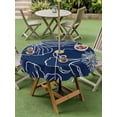 thumbnail image 4 of Outdoor Tablecloths with Umbrella Hole & Zipper, Blue Flowers Round Tablecloths 60 Inch, Spring Floral Botanical Modern Art Waterproof Table Cloth, Patio/Pool/Picnic Table Covers, 4 of 8