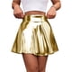 thumbnail image 1 of TaTaai Women Solid Color Shiny High Waist Mini Skirt Stretchy Fabric Soft Machine Washable No Fading Versatile Daily Party Street Casual Wear Above Knee Skirt Gift, 1 of 5