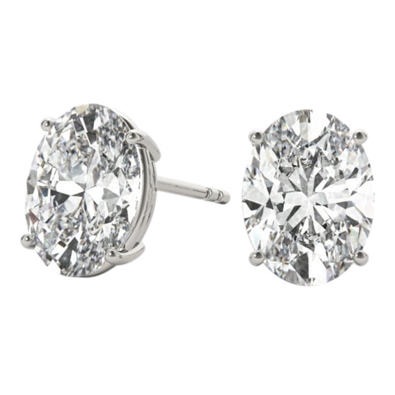 0.20 Carat Oval Prong Set Diamond Stud Earrings In 14K White Gold