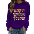 thumbnail image 3 of QATAINLAV Chandail contre le Cancer du Sein pour Femmes Chandails à Manches Longues Tendance Imprimé Ruban Rose Col Rond Chandails Automne 2025 Hauts de Sortie Soldes de la Rentrée Violet TG, 3 of 5