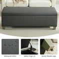 thumbnail image 3 of 51" Faux Leather Storage Ottoman Bench with Wooden Legs, Tufted Upholstered Seat, Sturdy & Spacious for Bedroom, Entryway, Living Room, Dark Gray, 3 of 9