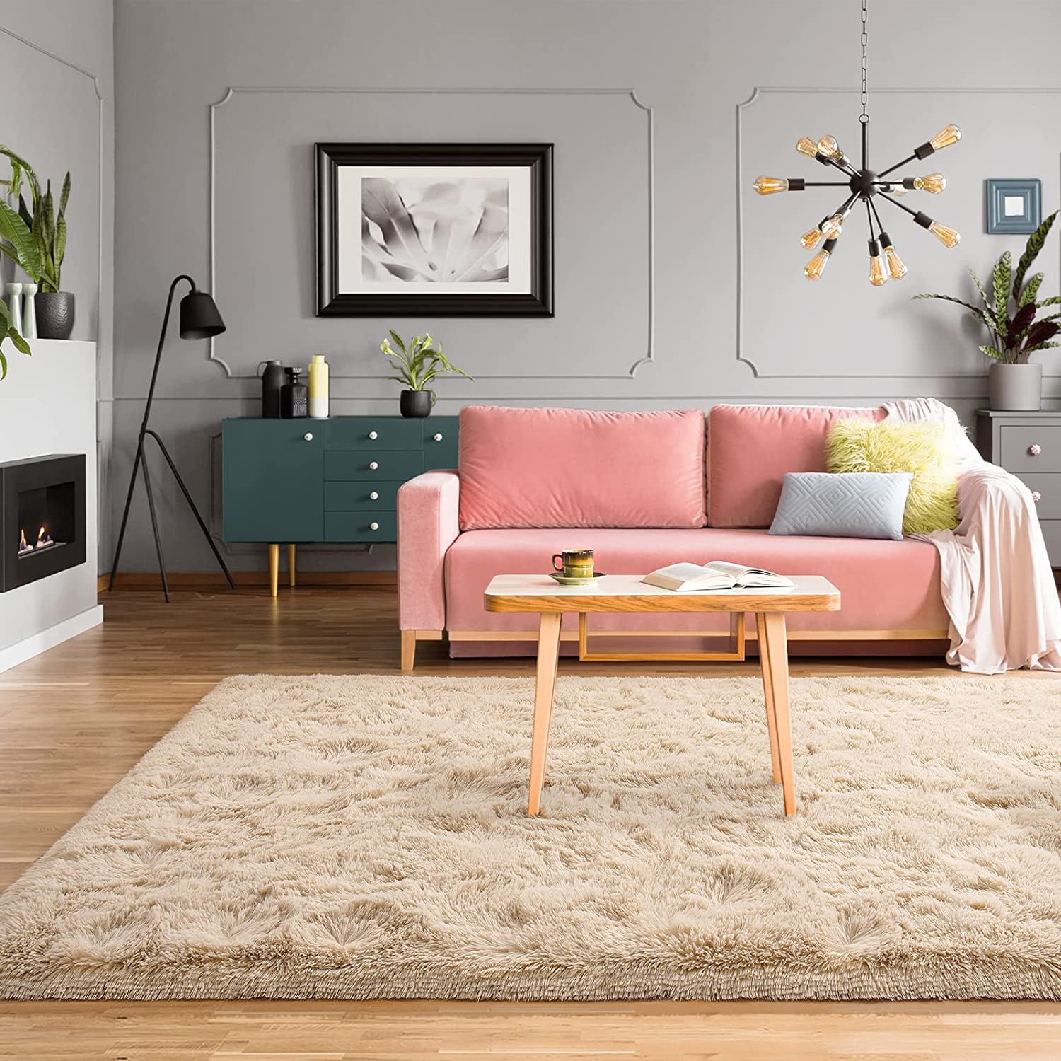 Lochas Soft Plush Fluffy Rugs Modern Indoor Shaggy Area Rug for Bedroom Living Room Home Decorative Floor Carpet,5'x8',Camel