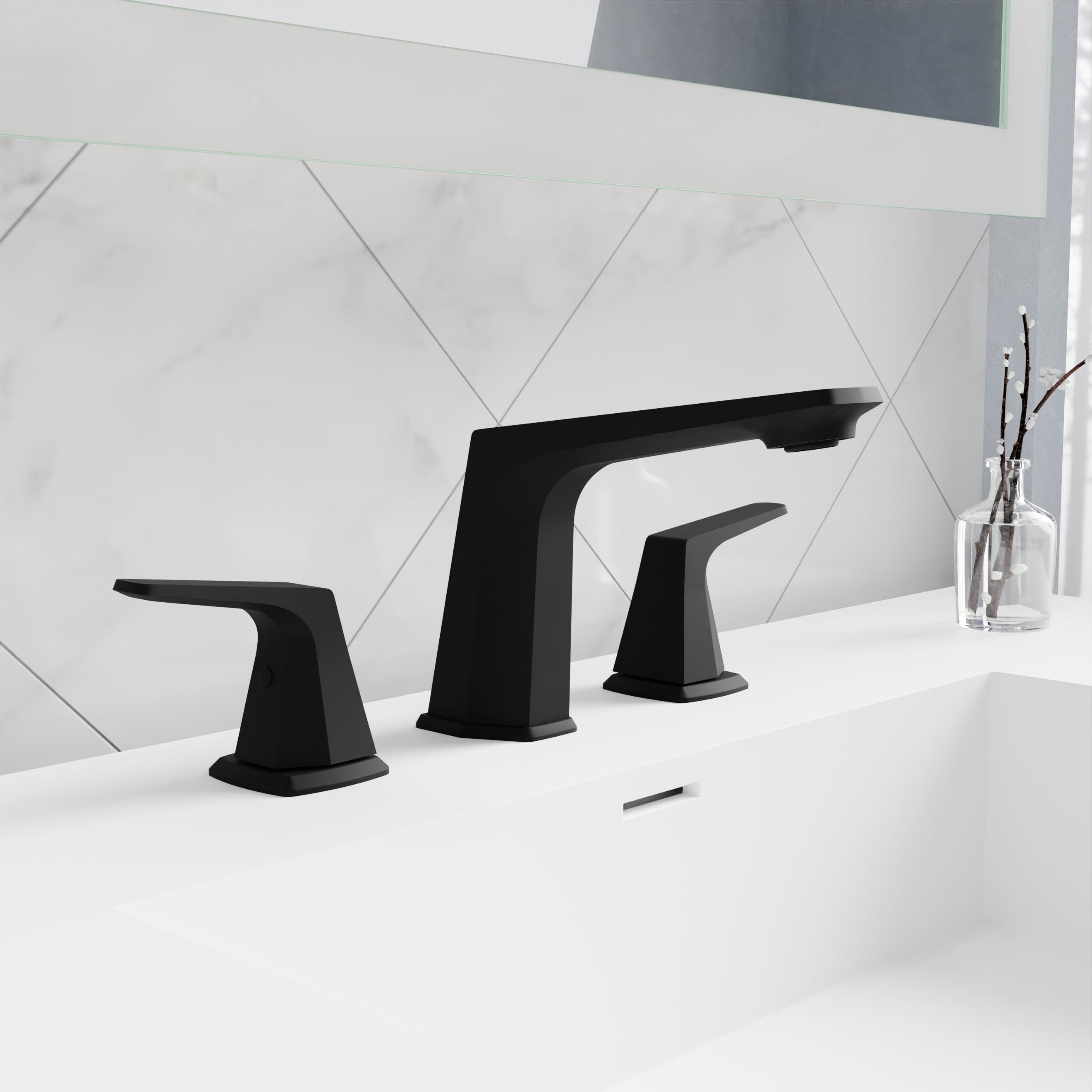 ANZZI 2-Handle 3-Hole 8 in. Widespread Bathroom Faucet With Pop-up Drain in Matte Black