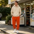 thumbnail image 6 of Mens Sweatpants Stylish Elastic Waist Drawstring Cuffed Jogging Pants Loose Lounge Casual Sweat Pants for Outdoor Sports with Pockets Saffron S, 6 of 7