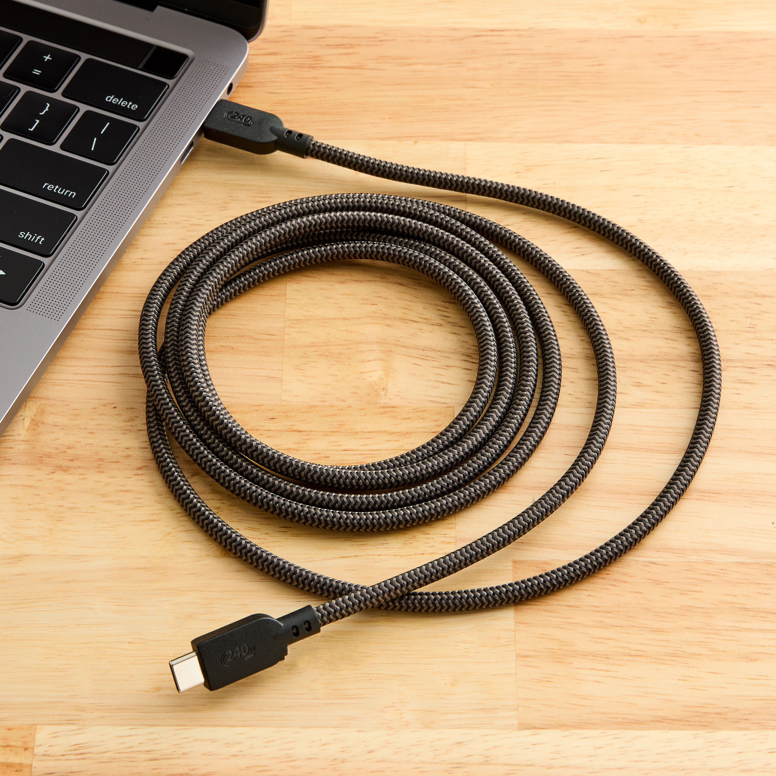 onn USB-C to USB-C Braided Cable, 6Ft, Black photo 2