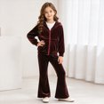 thumbnail image 2 of Toddler Baby Girl Clothes 1T 2T 3T 4T 5T Fall Winter Outfits Stylish Solid Color Long Sleeve Zipper Hoodie + Flared Pants Sets Girls Outfits Wine Size 5-6 Years, 2 of 8