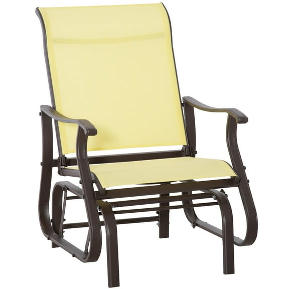 Outdoor Glider Chair, Steel Rocking Chair, Patio, Backyard, Porch, Garden, Beige
