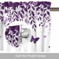 thumbnail image 6 of Butterflies Valance Curtain for Windows Spring Purple Butterfly Falling Leaf Plant Silhouette Rod Pocket Curtain Valances Short Window Treatments for Kitchen Bathroom Laundry Basement 60 x 18 Inch, 6 of 9