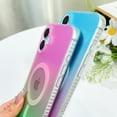 thumbnail image 4 of OOK For iPhone 16 Plus Case Magnetic, Compatible with Magsafe Cute Gradient Rainbow Iridescent Matte Protective Phone Case with Screen Protector for Girls Women, Fluorescent Pink & Green, 4 of 5