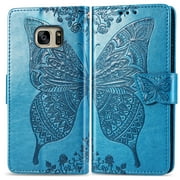 Galaxy S8 Case, Galaxy S8 Wallet Folio Case Magnetic Closure RFID Blocking Card Slots Kickstand Shockproof Case for Samsung Galaxy S8, Blue