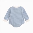 thumbnail image 3 of Gerichy Baby Sweatshirt Romper Boy Girl Waffle Knit Long Sleeve Striped Romper Sweater Newborn Fall Winter Clothes 0-18 Months, 3 of 7