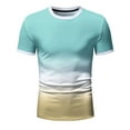 thumbnail image 3 of Men's T-Shirts Spring Summer Casual Sports Colorblock Gradient Round Neckline Pullover Short Sleeve Navy Workout Tops Sizes 2XL, 3 of 4