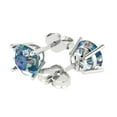 thumbnail image 2 of 3 ct Push-Back Stud Earrings for Women | 7.5mm Round Cut Blue Moissanite | 18K White Gold, 2 of 5