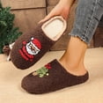 thumbnail image 4 of Rokment Christmas Santa Xmas Tree Matching Slippers for Women Cute Funny Fleece Lined Fuzzy House Shoes Cozy Warm Winter Memory Foam Bedroom Indoor Slip on Coffee Size 9, 4 of 9