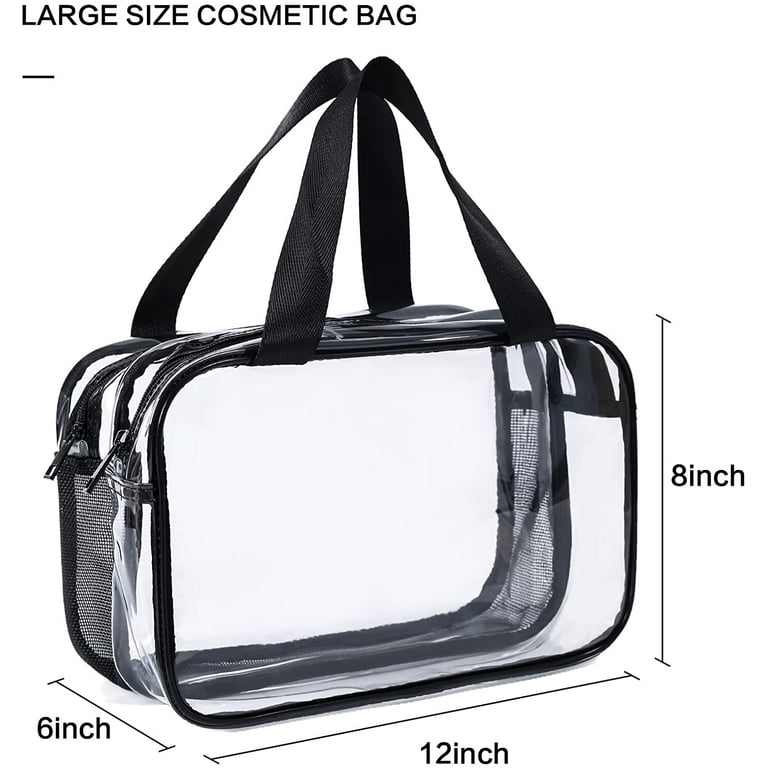 Clear Cosmetics Bag Toiletry Bag, Large Clear Travel Bag for Toiletries,  Waterproof & Draining Transparent Makeup Bag Tote Bag, Carry On Airport  Airline Compliant Bag for Men Women 
