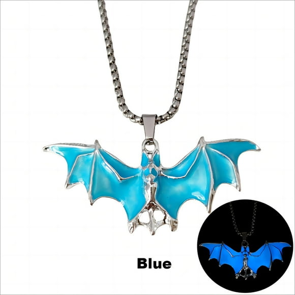 Halloween Dark Glowing Bats Pendant Cool Street Festival Necklace Accessory